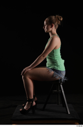 Whole Body Woman White Slim Sitting Studio photo references